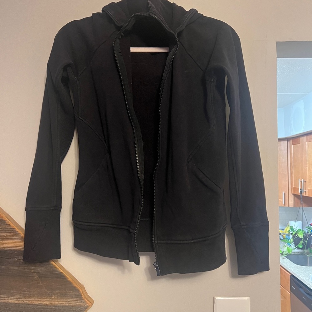 Athleta Black Hooded Zip-Up Utility Jacket